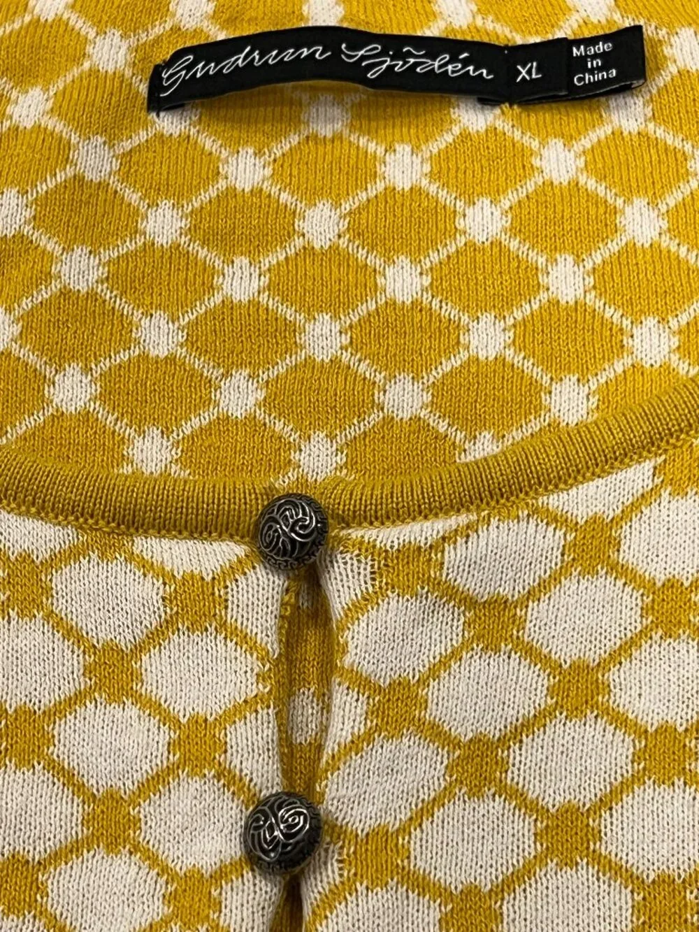 Gudren Sjoeden Anemone Jacquard Knit Cardigan Lemon Yellow, XL
